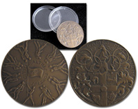 Teilnehmermedaille Olympische Spiele Melbourne 1956. Bronze. 6,3 cm. Mit original Plexiglasetui der Firma "K.G.Luke, Medallist".