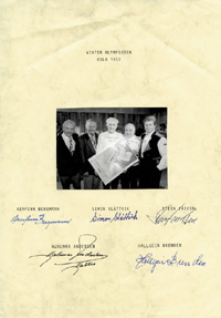 Autograph Norway Olympic Goldmedal winner 1952<br>-- Stima di prezzo: 40,00  --