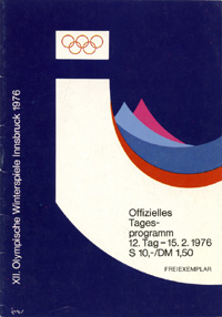XII.Olympische Winterspiele Innsbruck 1976. Offizielles Tagesprogramm 12.Tag - 15.2.1976. mit Schlufeier.<br>-- Schtzpreis: 60,00  --