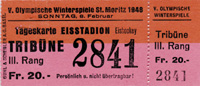 Olympic Winter Games 1948 Ticket Ice hockey<br>-- Estimate: 280,00  --