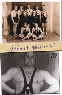 (1914-1978) Blancobeleg (10,5x1,5 cm) mit original Signatur vom trkischen Olympiasieger 1948 und Dritten 1936 im Ringen Ahmet Kirecci.