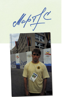 (1971-1997) Karteikarte mit original Signatur von Sergei Martynow (GUS). Silbermedaille im Ringen (Federgewicht) bei den Olympischen Spielen 1992. 4x Weltmeister. 15x10 cm .
