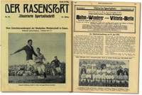 Programm Fuballspiel Bolton Wanderer v Viktoria Berlin am 4.5.1913 in Berlin mit Foto von Bolton Wanderer und Vorbericht (1,5 Seiten). In: Der Rasen Nr. 18 vom 30.4.1913 (Berlin).