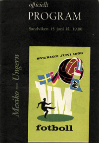 Mexico - Ungern, Sandviken 15.6.1958. Officiellt Program.