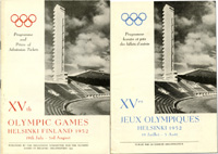 XV.Olympic Games Helsinki Finland 19th July - 3rd August 1952. Programme and Prices of Admission Tickets. Enclosed French version.<br>-- Schtzpreis: 40,00  --
