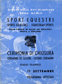 Tages-Programm Olympische Spiele Rom 1960. Giochi della XVII Olimpiade Roma MCMLX. Programma Ufficiale. 11 Settembre. Closing Ceremony (Schlussfeier).