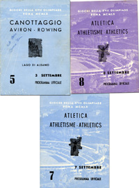 Olympic Games Roma 1960 3 Programms athletics