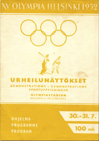 XV Olympia Helsinki 1952. Demonstrations 30.-31.7.<br>-- Schtzpreis: 35,00  --