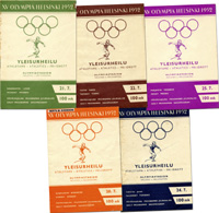 Olympic Games 1952. 5 programms atheltics<br>-- Estimatin: 45,00  --