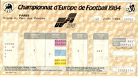 Championnat dEurope de Football 1984. Vorrunde Frankreich - Dnemark (1:0) am 12.6.1984 in Paris.  18,3x10 cm.