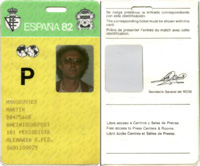 World Cup 1982. Official ID-Card<br>-- Estimation: 125,00  --