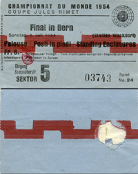Ticket: World Cup Final 1954.Germany vs Hungary<br>-- Stima di prezzo: 1500,00  --