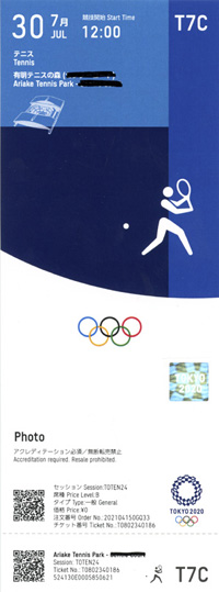 Olympic Games 2020 2021 Ticket Tennis<br>-- Estimate: 60,00  --