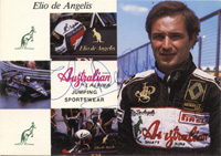 (1958-1986) Farbautogrammkarte mit Originalsignatur des 2maligen Grand Prix Siegers von 108 Formel 1-Rennen Elio de Angelis (ITA). 15x10,5 cm.<br>-- Schtzpreis: 125,00  --