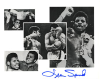 (1953-2021) Groe Autogrammkarte mit Originalsignatur von Leon Spinks (USA), Ex-Weltmeister im Schwergewicht 1978 (gegen Muhammad Ali)  und Olympiasieger 1976 im Halbschwergewicht. 25x20,2 cm.