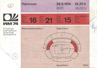 World Cup 1974. Ticket Brazil vs. GDR