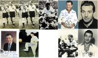 9 verschiedene Reprofotos von Fritz Walter (1920-2002; Deutschland). Weltmeister bei der Fuball Weltmeisterschaft 1954 und Legende des 1.FC Kaiserslautern. Alle mit original Signatur, je 15x10 cm.