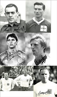 6 S/W-Pressefotos von Nationalspieler von England / Grobritannien, 21,5x16,5 bis 18x12,5 cm.