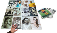 ca. 76 Farb- und S/W-Reprofotos mit original Signaturen von Fuballstars aus Deutschland von 1954 - 1998. Meistens 30x20 cm.<br>-- Schtzpreis: 200,00  --