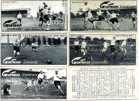 Gartmann-Schokolade Sportserie 1: Deutsche Fuball-Meisterschaft 1928 1-6 (komplett). Blaudruck Serie. Je 9,4x4,5 cm.<br>-- Schtzpreis: 50,00  --