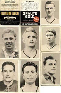 Bundesliga 1966/67. 17 verschiedene Sammelbilder von Graute Gold Kaffee. Karton, je 8x5 + 6x5 cm Alle Spieler von Borussia Dortmund.<br>-- Schtzpreis: 80,00  --