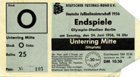 Endspiel um die Deutsche Fuballmeisterschaft 1956: Borussia Dortmund - Karlsruher SC (4:2) am 24.6. in Berlin, Olympia Stadion. 15x8,5 cm.