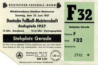 Ticket: German Football Final 1957.<br>-- Stima di prezzo: 40,00  --