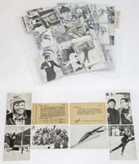 93 verschiedene Einzelbilder der Serie Olympische Spiele Innsbruck 1964 und Olympia-Vorschau, Karton 9,5x6,5 cm.<br>-- Schtzpreis: 90,00  --