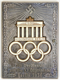 Olympic games Berlin 1936. Plaque of honour<br>-- Estimate: 350,00  --