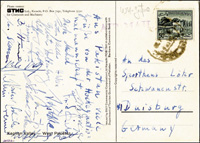 (1944.1996) Postkarte von der 1. Feldhockey Weltmeisterschaft 1971 in Pakistan mit der original Signatur von Detlef Kittstein (GER), der mit BR Deutschland die Goldmedaille bei den Olympischen Spielen 1972 gewann. Mit 16 weiteren Unterschriften der Spieler