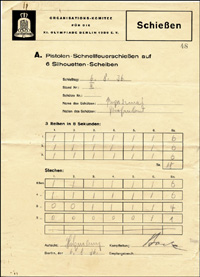 Olympic Games Berlin 1936 Jury sheet shooting<br>-- Estimation: 125,00  --