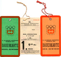 Olympic Games Innsbruck 1964 3 Tickets<br>-- Estimate: 100,00  --