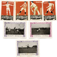 7 verschiedene Reklamemarken / -vignetten vom 1.FC Nrnberg ca. 1913, 8,3x5,8 cm und 7x5 cm.<br>-- Schtzpreis: 60,00  --