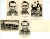 5 Postkartenmotive mit den Spielern der deutschen Mannschaft der Fuball - Weltmeisterschaft 1954, Echte Fotos, Schirner Bilder, Je 15x11 cm.
