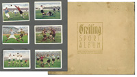Sport Album. Mit 204 farbigen verschiedene Sammelbildern aus verschiedenen Sportserien (9x6 cm Bildgre - groe Bildserie), darunter 143 Fuballbilder. Komplett gefllt.<br>-- Schtzpreis: 150,00  --