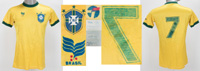 Original match worn Spielertrikot von Brasilien mit der Rckennummer 7. Getragen 1982 oder 1983 in einem Freundschaftsspiel gegen Portugal. Status:ABA.