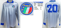 Original match worn Torwart-Trikot von Italien mit der Rckennummer 20. Getragen in einem Spiel fr die Italienische Fuball Nationalmannschaft in der Saison 1990/1991. Status:ABC.