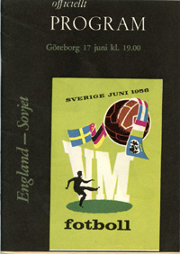 England - Sovjet, Gteborg 8.6.1958. Officiellt Program.