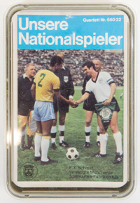 Unsere Nationalspieler. Quartett Nr.55022. Deckblatt Lnderspiel Deutschland - Brasilien Stichtag der Daten 20.1.1971.<br>-- Schtzpreis: 50,00  --