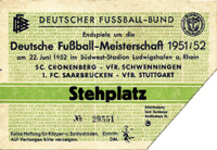 Eintrittskarte DM1952