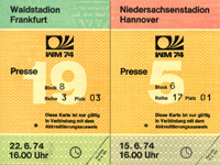 Eintrittskarte WM1974